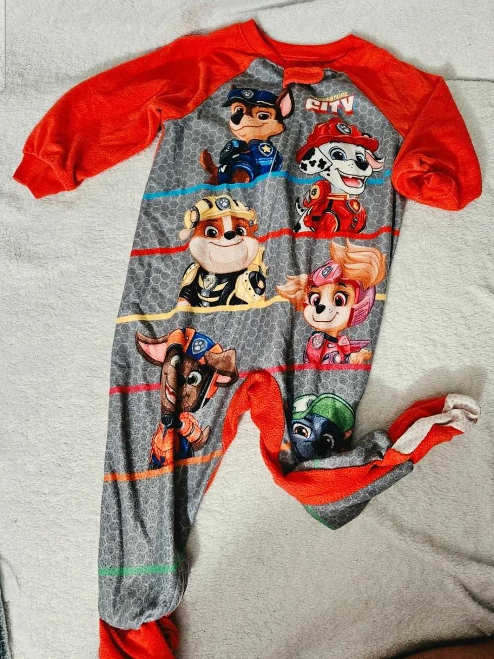 Nickelodeon Paw Patrol Red & Gray Kids Footed One-Piece Pajama